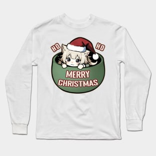 Anime Cup Cat Merry Christmas Long Sleeve T-Shirt